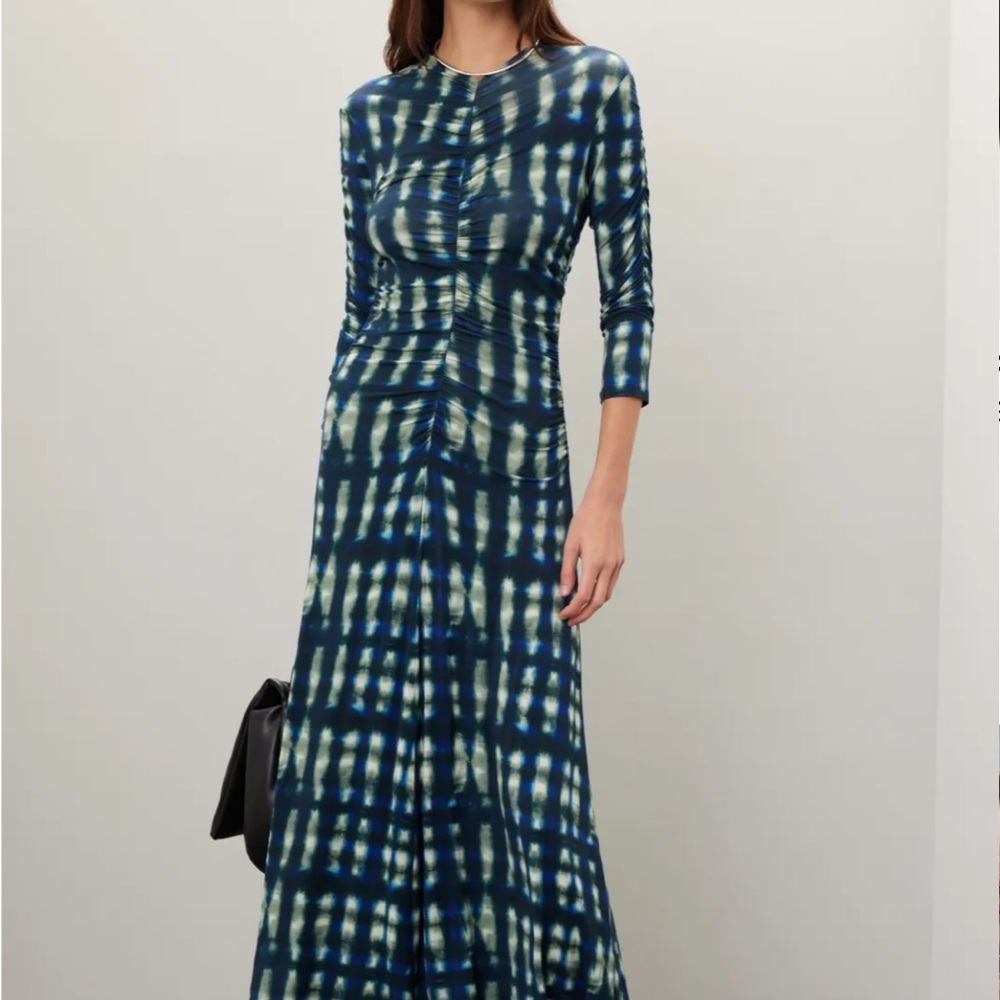 Proenza Schouler Navy Tie-Dye Long Sleeve Dress